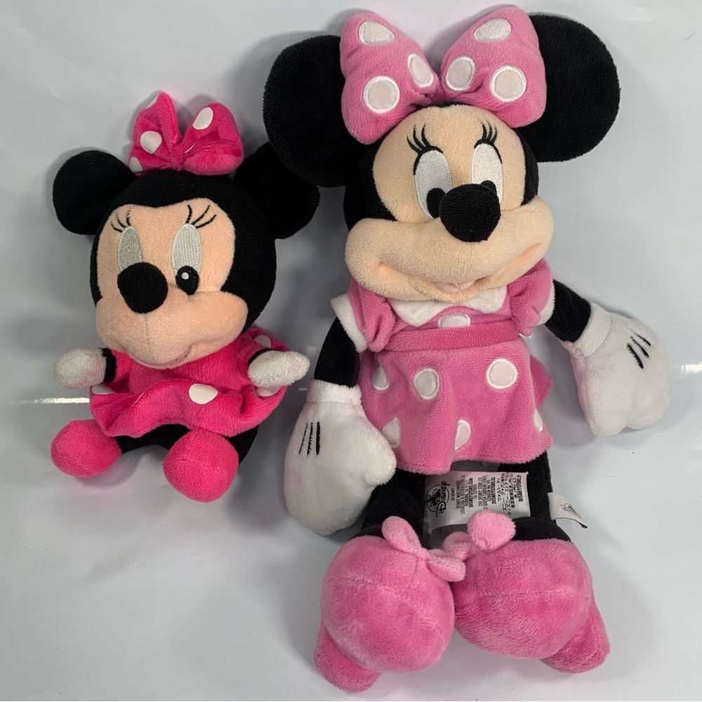 Lot of 2 Disney Minnie Mouse Plush, 13" & 8" talls